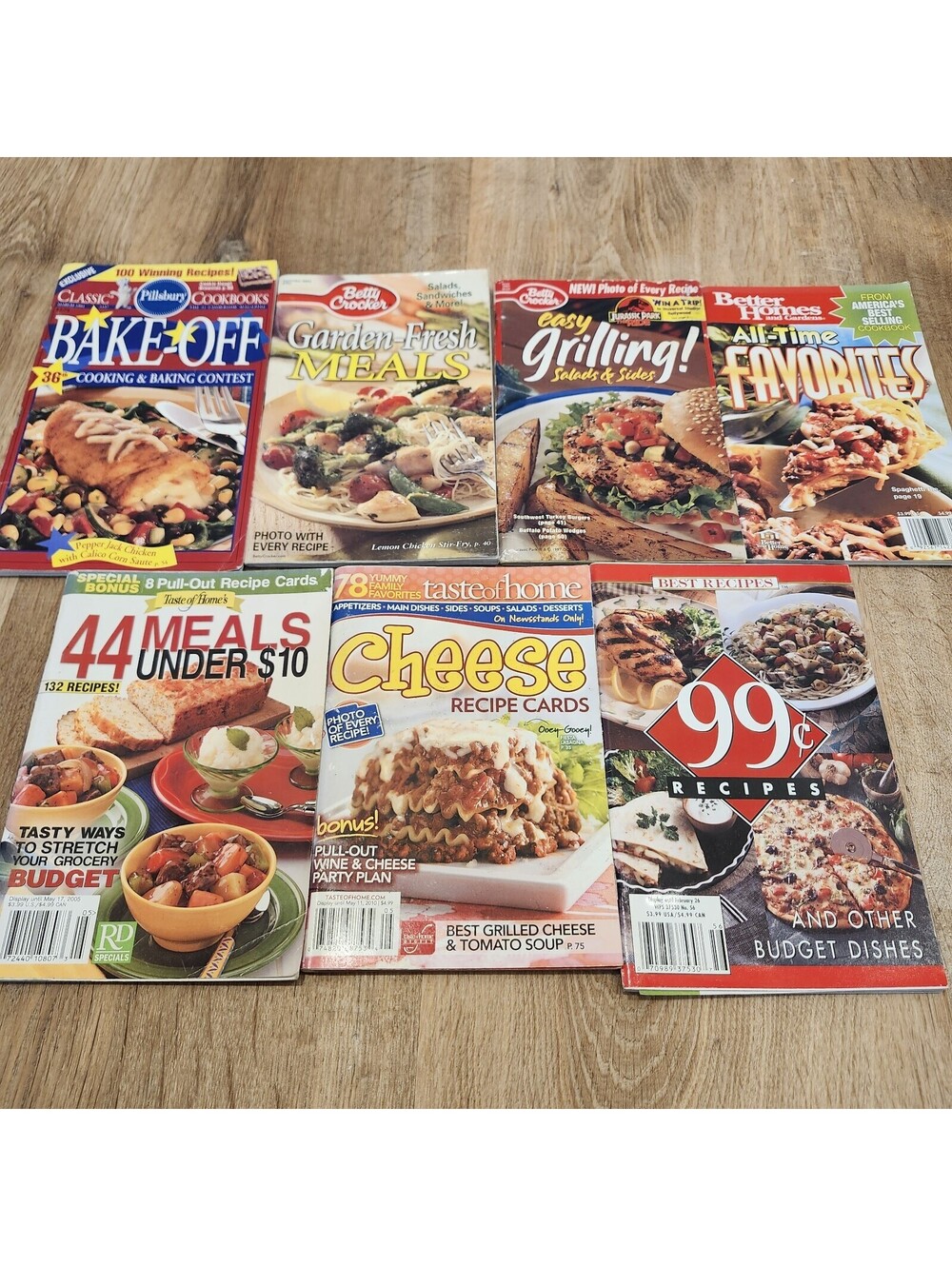 (7) Vtg Cookbooks Variety Grilling Baking Budget Cheese Vegetables Classic Meals